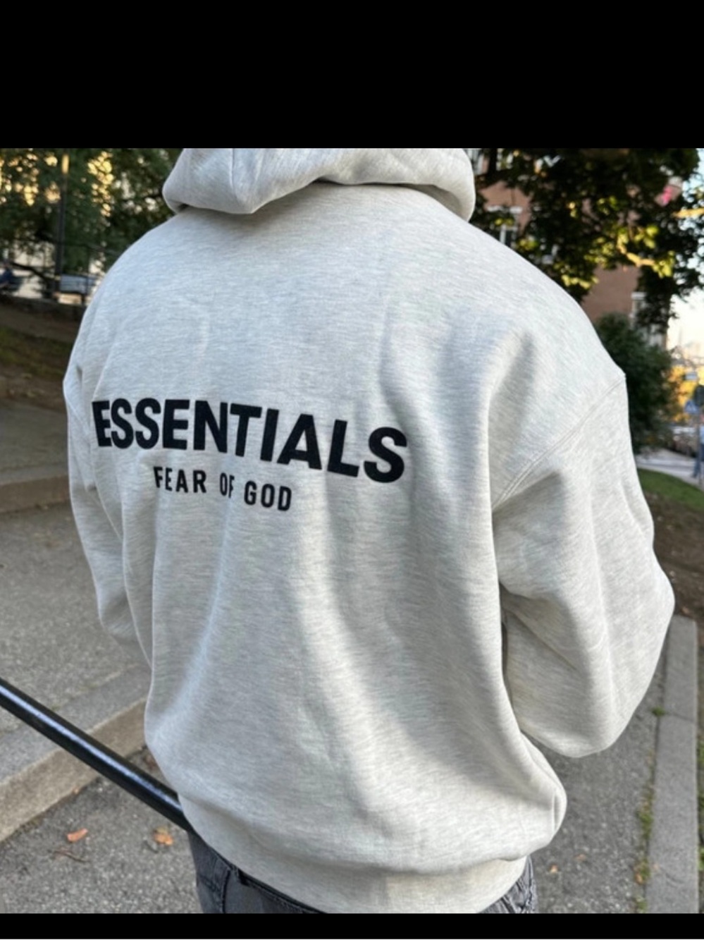 Used Fear of God Essentials Gray Hoodie Sweatshirt in good condition